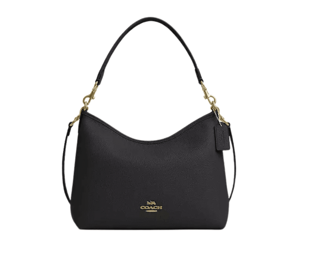 Coach Laurel Shoulder Bag in black – minimalist luxury handbag trend for Summer Fashion 2025, perfect for chic everyday styling.