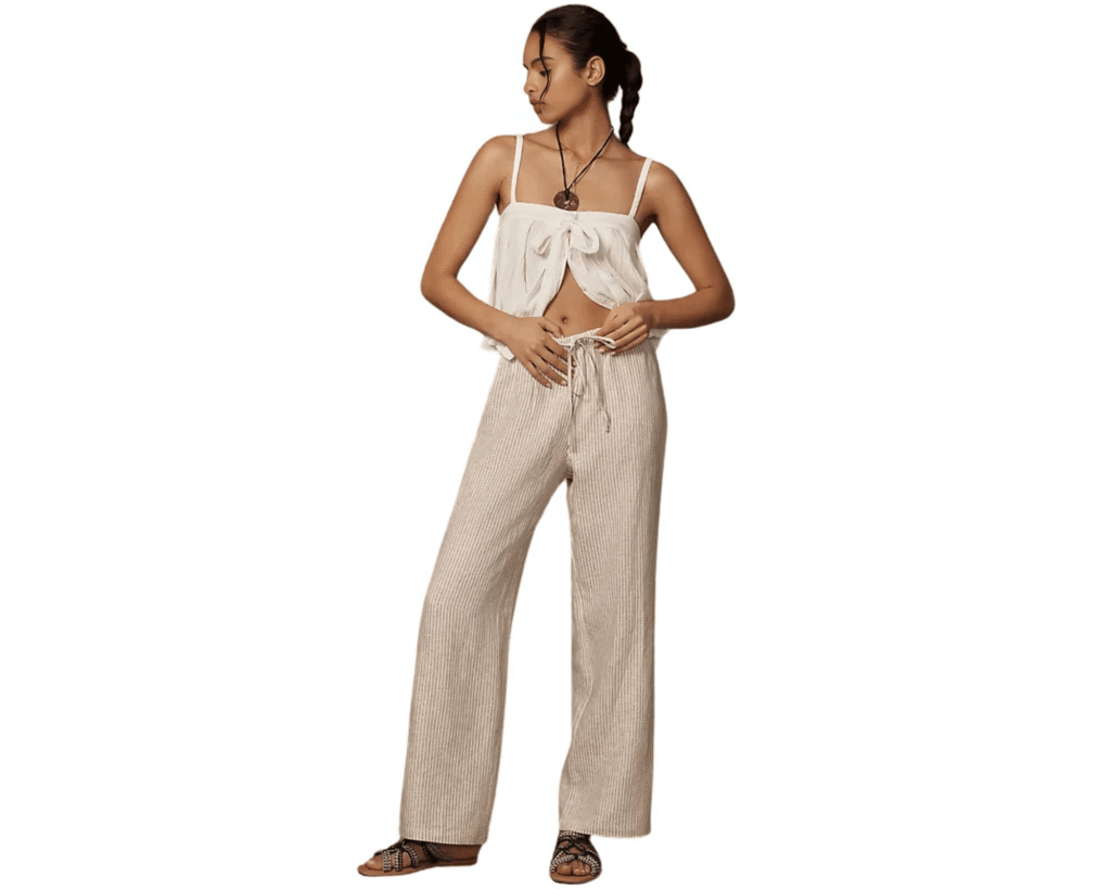 Reformation Olina Linen Pant – lightweight striped wide-leg pants, sustainable resort wear for Summer Fashion Trends 2025