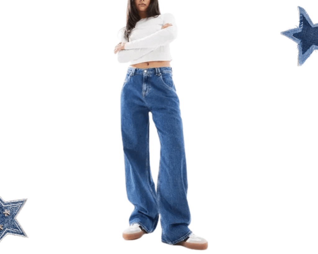 Tommy Jeans Daisy Low Baggy Jeans in Mid Wash – TikTok Fashion Trends 2025 spotlight featuring Y2K-inspired wide-leg denim on Styled and Strolling blog.